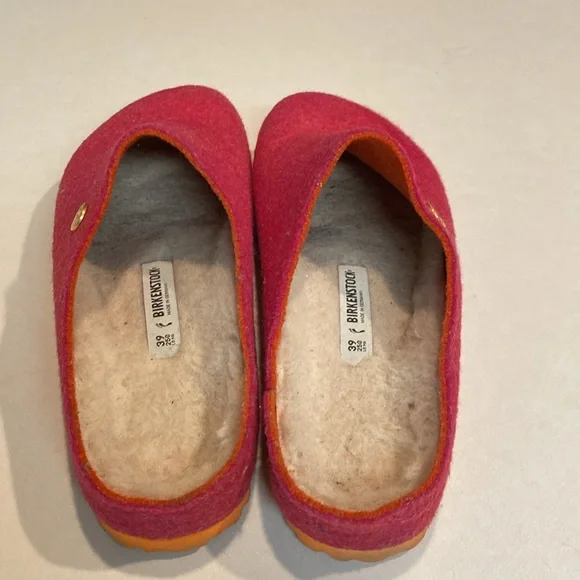 BIRKENSTOCK Kaprun Rivet Doubleface Wool Clogs Pink Fuchsia Orange Sz 39. EUC - Picture 3 of 11